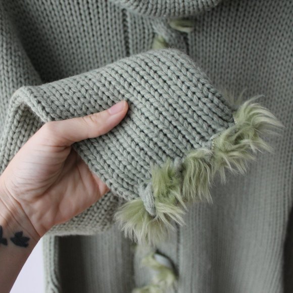 Fun Vintage Green Cowl/Turtleneck Sweater Large - Picture 4 of 8